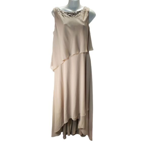 ALEX EVENINGS buff chiffon gown 10 - Picture 1 of 9